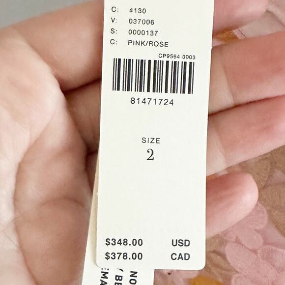 Anthropologie Floral Applique Dress 2 Pink NWT - Picture 7 of 11